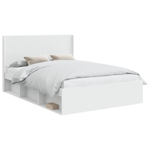 VidaXL vidaXL Bed Frame with Storage and Headboard White 120 x 190 cm 1