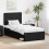 VidaXL vidaXL Bed Frame with Headboard Black 75 x 190 cm Solid Pine Wood 1