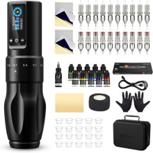 Tattoo-Kit - Tattoo-Maschinen-Kit mit 7 Strokes 2.0-4.0Mm kabelloser Tattoo-Maschine, 1600 mAh Akku [KD7]