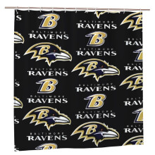 Wodoodporna, szybkoschnąca zasłona prysznicowa Ravens 60x72 cale z haczykami, wzór futbolu amerykańskiego do łazienki, plastikowa –
