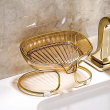 Porte-savon autonettoyant Kayannuo avec base en métal doré, non poreux et facile à nettoyer, compatible avec la douche, la salle de bain, l'évier