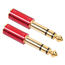 2 stuks 6,5 mm 6,35 mm 1/4 inch mannelijk naar 3,5 mm 1/8 inch vrouwelijk jack stereo hoofdtelefoon AUX-kabel audioadapterstekker (rood)