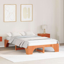 vidaXL Bed Frame Wax Brown 120 x 190 cm Solid Pine Wood