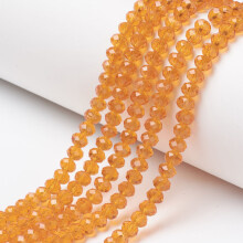 10 strengen glazen kralen, gefacetteerd, rondelle, donkeroranje, 10x8 mm, gat: 1 mm, ongeveer 63-65 stuks per streng, 49-50 cm, doe-het-zelf