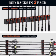 6-Ruten-Rack, Wandmontage, Angelrutenhalter, Vertikal, Stabil, Platzsparend, Einfach zu Installieren, Rutenhalter, Angelzubehör