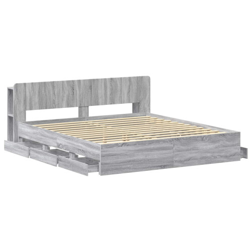 VidaXL vidaXL Bed Frame with Storage Grey Sonoma 180 x 200 cm Engineered Wood 1