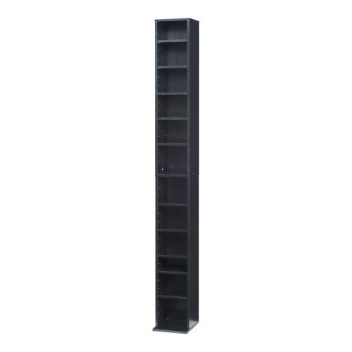 Étagère - HELLOSHOP26 - Meuble CD - 12 compartiments réglables - 175 x 20 x 20 cm - Noir mat