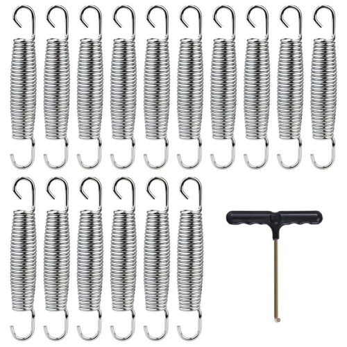 16PCS 5.5 Inch Heavy Duty Trampoline Replacement Springs with T Hook Pull Tool Trampoline Accessories Hand Pull Tool 1