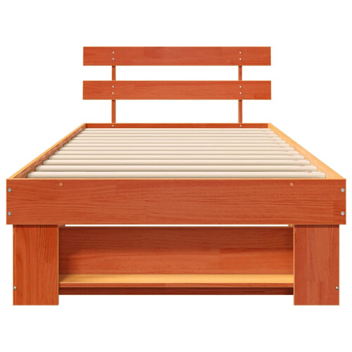 VidaXL vidaXL Bed Frame with Headboard Wax Brown 100 x 200 cm Solid Pine Wood 2