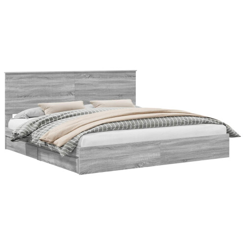 VidaXL vidaXL Storage Bed Grey Sonoma 200 x 200 cm Engineered Wood 2