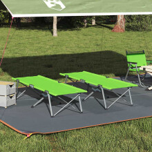 vidaXL Folding Camping Bed Folding 2 pcs Green 194 x 62.5 x 42.5 cm