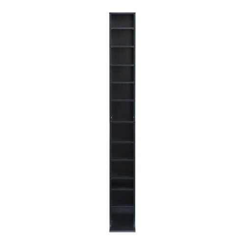 Étagère - HELLOSHOP26 - Meuble CD - 12 compartiments réglables - 175 x 20 x 20 cm - Noir mat 2