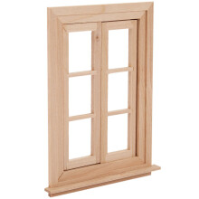 2X 1:12 Casa Delle Bambole Miniatura Doppia Finestra Nel Legno Telaio 6 Pane E Lastra di Vetro Doll House Diy Doppia Finestra Accessori per La