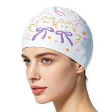 (A) Silicone Swim Hat Waterproof Soft Non-Slip Silicone Headgear Women Swimming Training Hat
