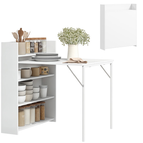 Homcom Mesa Plegable Comedor Blanco 78.5 x 91 x 93 cm
