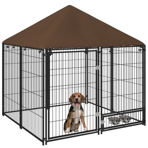 PawHut Parque para Perro Marrón 141 x 141 x 151 cm