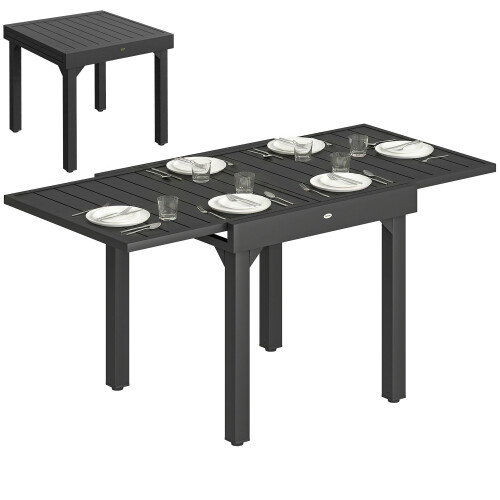 Outsunny Mesa Jardín Extensible Negro 160 x 80 x 75 cm