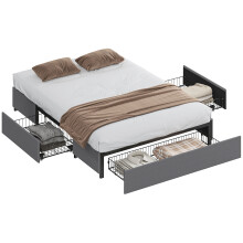 Cama de Matrimonio Gris 145 x 194 x 28 cm