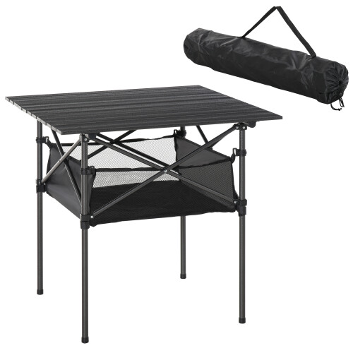 Outsunny Mesa de Camping Plegable Negro 70 x 70 x 69 cm