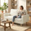Homcom Sofá Dos Plaza Beige 134 x 74 x 84 cm 2