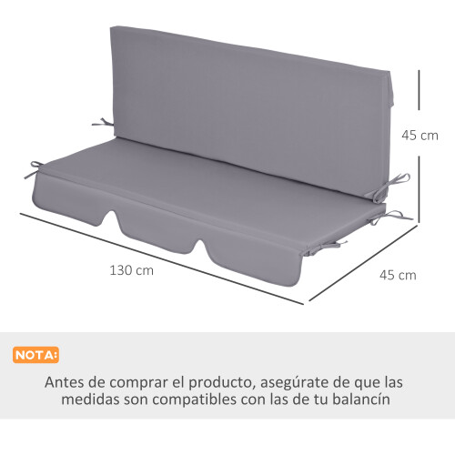 Outsunny Cojines para Columpio Gris 130 x 45 x 5 cm 2