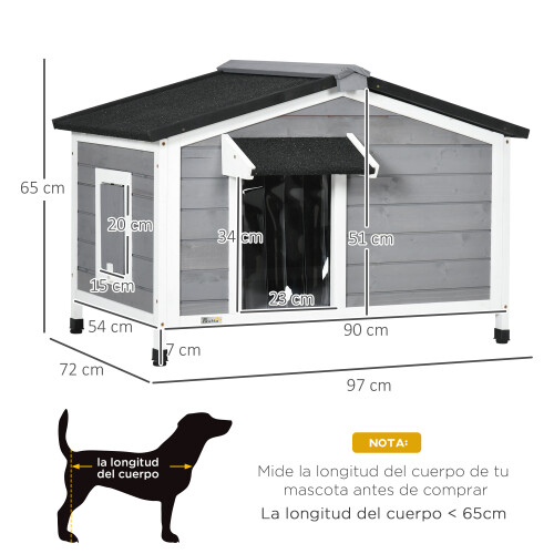 PawHut Caseta para Perro Gris 97 x 72 x 65 cm 2