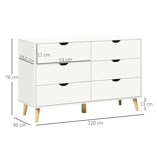 Homcom Cómoda con Cajone Blanco 120 x 40 x 76 cm 2