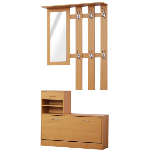 Homcom Conjunto Muebles de Entrada Marrón 90 x 10 x 91 cm