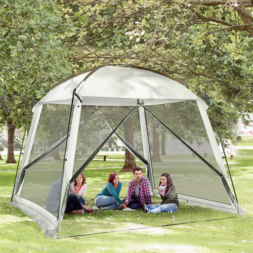 Outsunny Carpa con Mosquitera Blanco 300 x 300 x 240 cm 1