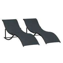 Set 2 Tumbonas Plegable Negro 165 x 61 x 63 cm