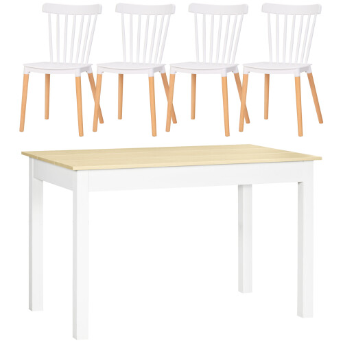Homcom Conjunto de Comedor Blanco 48 x 52.5 x 83 cm