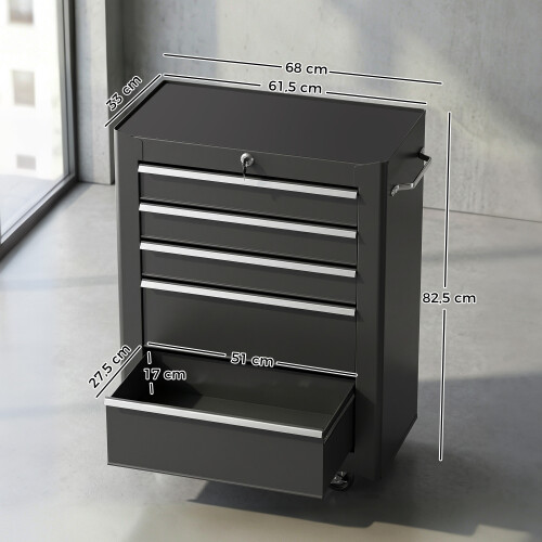 Homcom Carro de Herramienta Negro 61.5 x 33 x 82.5 cm 2