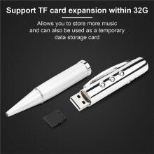 3X Penna MP3-Spelare USB Bärbar Musikspelare Multifunktionell Student Skrivbar Pennspelare Silver