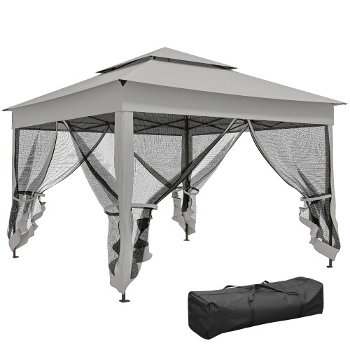 Outsunny Carpa Plegable Gris 325 x 325 x 270 cm