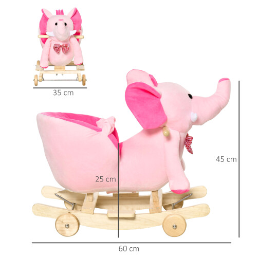 Homcom Caballito Balancín Infantil Rosa 60 x 35 x 45 cm 2