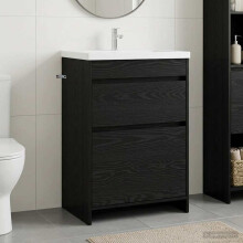 vidaXL Bathroom Under Sink Cabinet Black Oak 56 x 37.5 x 81 cm