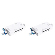 2X 6 in 1 USB 3.0 OTG-Kaartlezer voor Veilige Digitale / TF-Kaartlezers Splitteradapter voor Mobiele Telefoon Computer-Wit