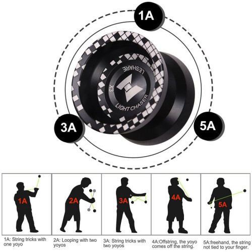 2X Unresponsive LIGHT CHASER X3 Competitive Yo-Yo,Alloy Yoyo for Beginners,and Practise Tricks with Glove and Strings 2