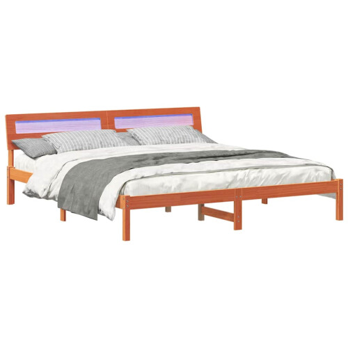 VidaXL vidaXL Bed Frame with Headboard Wax Brown 180 x 200 cm Solid Pine Wood 2