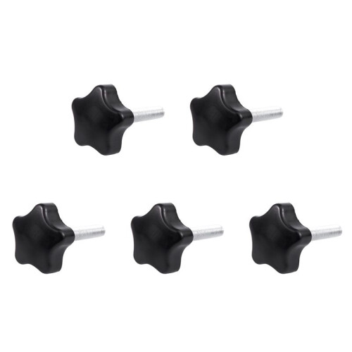 5pcs M8 x 40mm Screws Star  Wing Screw Clamp Knob Handle Black
