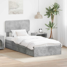 vidaXL Storage Bed Concrete Grey 90 x 190 cm Engineered Wood