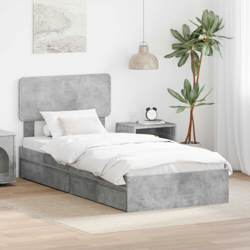 VidaXL vidaXL Storage Bed Concrete Grey 90 x 190 cm Engineered Wood