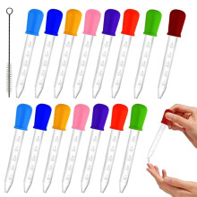 16 PCS Liquid Droppers Silicone, 5ml Clear Eye Dropper for Kids, Silicone and Plastic Pipettes