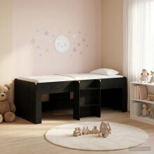 vidaXL Kids'High Bed Frame 2 pcs Black Oak 90 x 200 cm