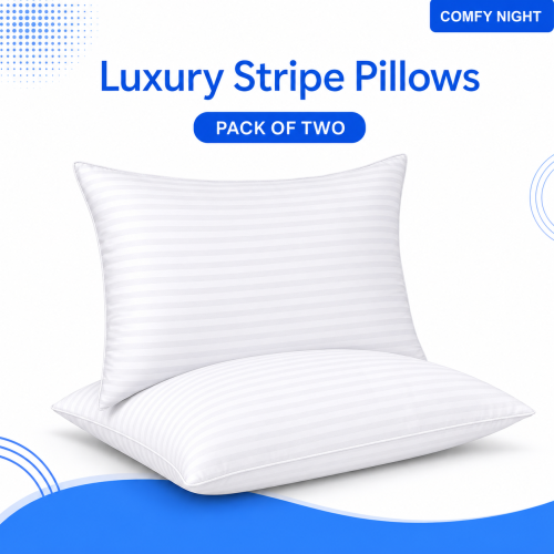 Imperial Rooms Stripe Design Pillow Pair Hotel Quality, Pack of 2