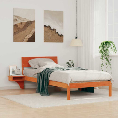 VidaXL vidaXL Bed Frame with Headboard Wax Brown 90 x 200 cm Solid Pine Wood