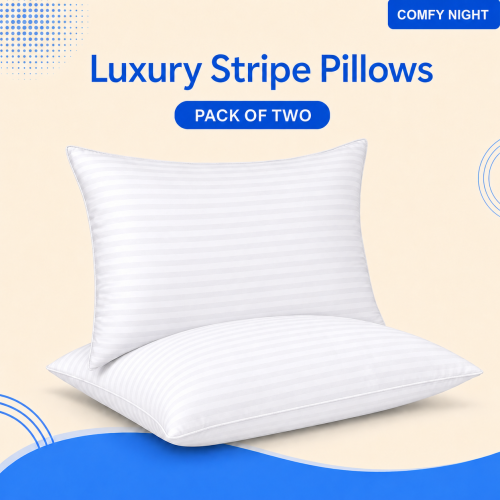 Stripe Pillows Luxury Soft & Smooth Bed Pillows Breathable, Lightweight & Durable