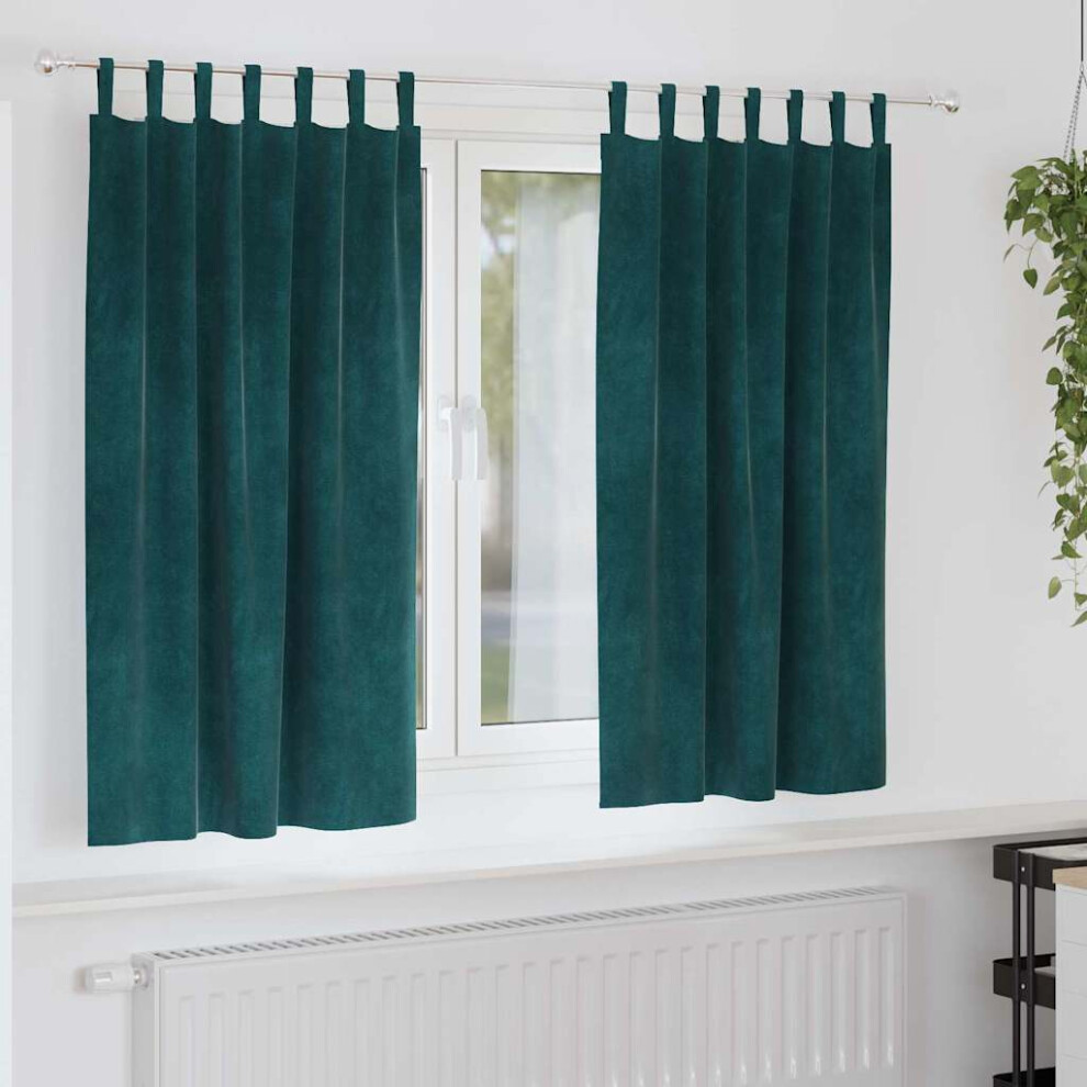 Vidaxl Blackout Curtains 2 Pcs Dark Green 140 X 175 Cm Velvet