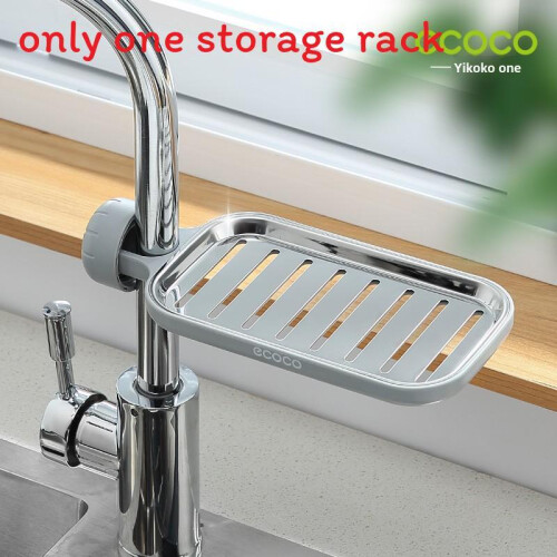 (Gray Short)Durable Stainless Steel Sink Shelf With Multipurpose Holders For Storage Kitchen
