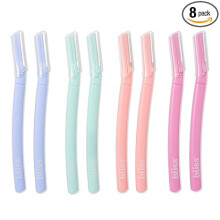 Bliss 8-Pack Curved Dermaplaning Facial Razor Exfoliating Tool for Dry Skin